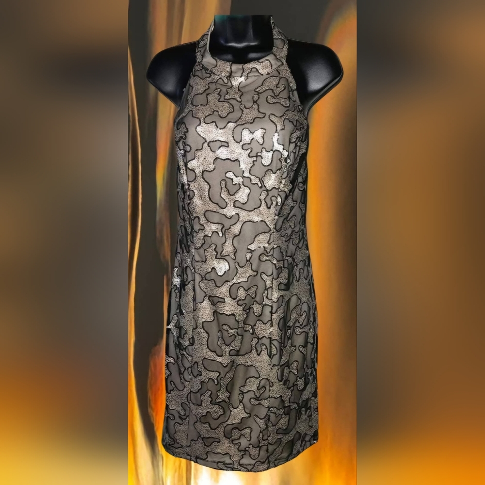 Gorgeous! Backless Sequin Midi Dress Made by Stash Semi Formal Sz M Excellent!